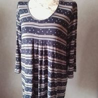 Ulla Popken Damen Marken Tunika Longshirt Gr.44/46 blau grau gestr