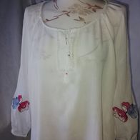 Cecil Damen Marken 3/4 Arm Tunika Longbluse Gr.44/46 weiß bunt bestickt