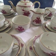 Herend Porzellan Ungarn Teeservice Services Appony rot 6 Personen Antik 1955 Selten