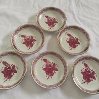Herend Porzellan Ungarn 6 Schälchen Konfektschälchen Appony rot Ahornblatt rot Selten