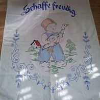 antik Vorhang Stor Küchentuch 53x140 cm Stickerei Schaffe freudig bestickt Gänzerich