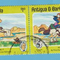 Antigua und Barbuda 1985 Disney 150. Geburtstag Mark Twain 2er Streifen gestempelt