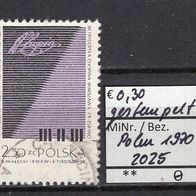 Polen 1970 8. Internationaler Chopin-Klavier-Wettbewerb, Warschau MiNr. 2025 gestem 1