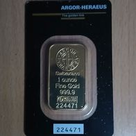 Argor Heraeus Goldbarren 1oz 999/1000 Feingold