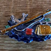 Neu Anstecknadel Pin Anstecker G: 3x2cm Hut Jacke Tasche Petri Heil Angel Tasche