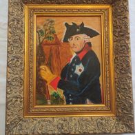 Bild Ölbild Gemälde Friedrich von Preußen der große, alter Fritz signiert Goldrahmen