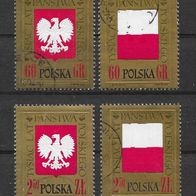 011) Polen 1966 Wappen Mi. Nr. 1689/92 kpl. Satz gestempelt