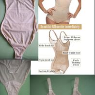 Damen Shapewear Body Shaping Bodysuit Miederslip Bauch Weg Gr. L Haut Beige
