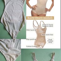 Damen Shapewear Body Shaping Bodysuit Miederslip Bauch Weg Gr. XL Haut Beige