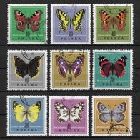 016) Polen 1967 Schmetterlinge Mi. Nr. 1797/805 kpl. Satz gestempelt