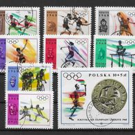 022) Polen 1968 Olympia Mi. Nr. 1855/63 kpl. Satz gestempelt