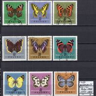 Polen 1967 Schmetterlinge MiNr. 1797 - 1805 gestempelt