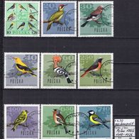 Polen 1966 Waldvögel MiNr. 1718 - 1726 gestempelt