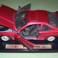 Maisto 1:18 BMW 850i (1990) Metalic Rot L=26cm Modelauto Modell Auto