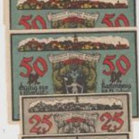 Rastenberg-Notgeld 10-2x25-50-75 Pfennige vom 1.9.1921, 7Scheine