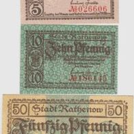 Rathenow-Notgeld-5-10-25 Pfennige vom 1.5.1917, 3Scheine