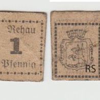 Rehau-Notgeld-1Pfennig, Karton o.D.1920, 1Schein, Erhaltung. gebraucht