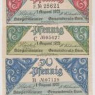 Rehmen-Notgeld-25-25-4x50 Pfennig von 1921, 6Scheine