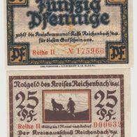 Reichenbach-Schlesien-Notgeld 25-50 Pfennige o. Datum 1921 ReiheI I