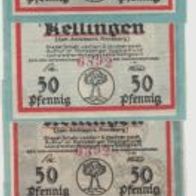 Rellingen-Notgeld 2x25-50-75 Pfennig, o.D. 6Scheine,