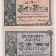 Rheingaukreis-Notgeld-Rüdesheim 10-25 Pfennig vom 26.6.1917, 2Sch