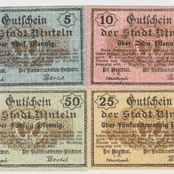 Rinteln-Notgeld-5-10-25-50 Pf. vom 12.2.1918, RS Stempel-Magistrat,4 Scheine