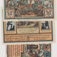 Roda-Notgeld-Ilmenau 20-25-50-50 Pfennig vom 10.10.1921, 4 Scheine Satz