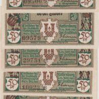 Rothenburg-Notgeld 6x50 Pfennig vom 24.6.1921 bis 31.12.1921, 6 Scheine