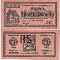 Rottenburg-Notgeld 50 Pf. vom 2.1.1918 bis 1.1.1920, nicht-häufig