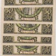 Rudolstadt-Notgeld- 10x50 Pfennig bis 1.1.1922, 10 Scheine