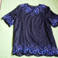 Damen Tunika/Longbluse, Gr.L mit Paillietten aus reiner Seide