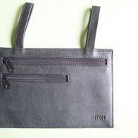 TCM Gürteltasche Schwarz 2 Zipperfächer 2 Schlaufen Kunstleder zum Anhängen an Gürtel