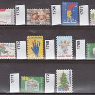 Niederlande Mi. Nr. 1753+ 1755+ 1756+ 1757+ 1759+ 1760+ 1768+ 1769 u.a Dezemberm. o <