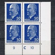 DDR MiNr. 937 bXy II UR3 DKZ Viererblock Ecke u. re. 2 x Typenpaare I/ II postfrisch