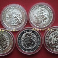 Großbritannien - Royal Tudor Beasts 5 x 2 Oz st gekapselt Sammlung