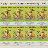 Disney Malediven 1980 50. Geburtstag Pluto Kleinbogen postfrisch
