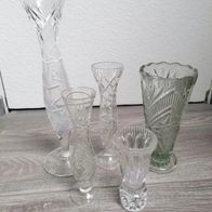 5 benutzte Vasen Bleikristall verschiedene Größen * *