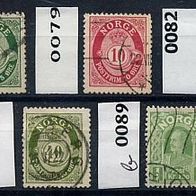 Norwegen Mi. Nr. 78 + 79 + 82 + 86 + 89 b o <