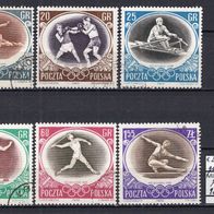 Polen 1956 Olympische Sommerspiele, Melbourne MiNr. 984 - 989 gestempelt