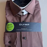 OLYMP LUXOR - Herrenhemd (Langarm) Gr. 40 Modern Fit ziegelrot NEU & OVP