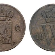 Niederlande 1 cent 1864 König Wilhelm III. (1849-1890) f. vz