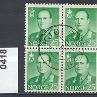 Norwegen Mi. Nr. 418 König Olaf V. - 4er-Block o <