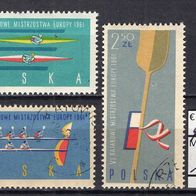Polen 1961 6. Kanu-Europameisterschaften MiNr. 1254 A - 1256 A gestempelt