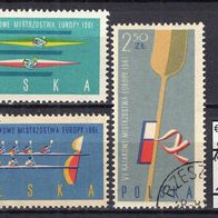 Polen 1961 6. Kanu-Europameisterschaften MiNr. 1254 A - 1256 A gestempelt -2
