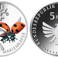 5-Euro-Sammler-Münze Marienkäfer Farbmünze 2023 Wunderwelt der Insekten unzirk