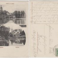 Thallwitz-Leipzig-AK-1910 Schloss und Partie an der Lessa, Erh.1