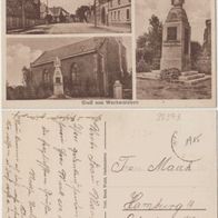 Wackersleben-Ak-1915 mit Kirche, Denkmal, Straßenansicht, Erh.1