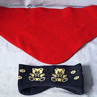 3 Ecktuch Dreiecktuch rot und Stirnband Bären blau im Set oder auch einzeln