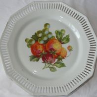 CK Schumann Bavaria Durchbruchteller Obstteller Durchbruchn 10EckØ24 weiß alt vintage