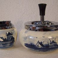 Delft Keramik-Set : Aschenbecher + Feurzeug *